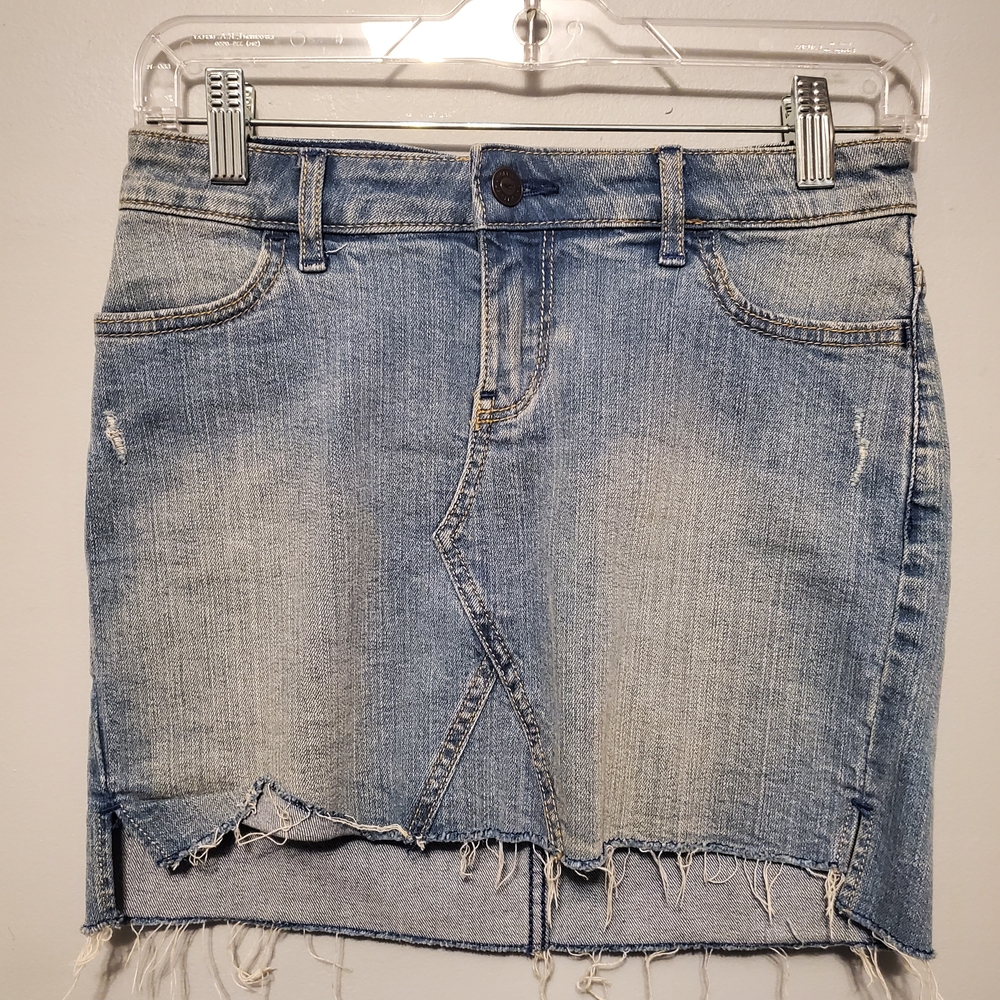Denim Distressed Skirt
